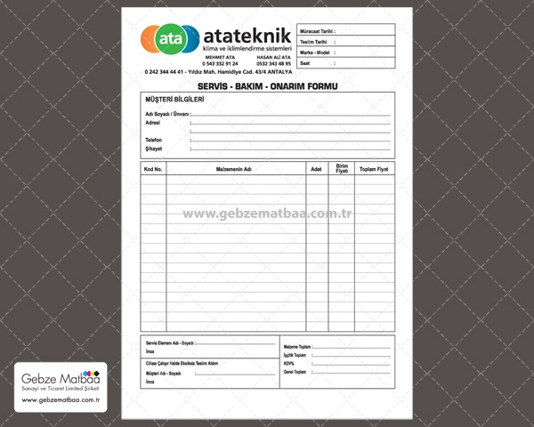 Teknik Servis Formu